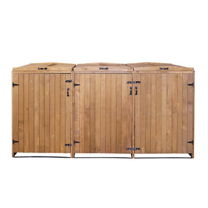 XXL Mülltonnenbox aus Holz, erweiterbar, 3er/6er, braun