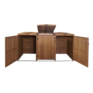 XXL Mülltonnenbox aus Holz, erweiterbar, 3er/6er, braun