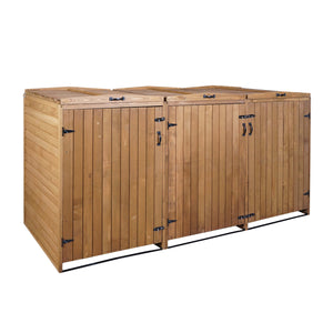 XXL Mülltonnenbox aus Holz, erweiterbar, 3er/6er, braun