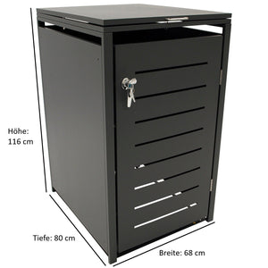 Mülltonnenbox 66x80x116cm für Tonnen 120 und 240 Liter, Stahl anthrazit