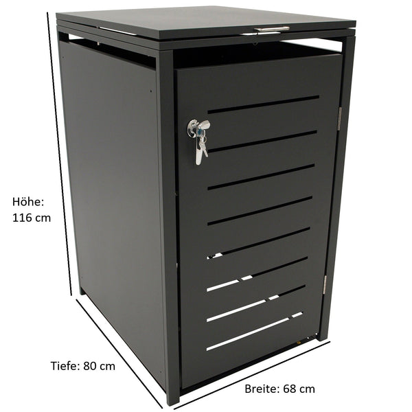 Mülltonnenbox 66x80x116cm für Tonnen 120 und 240 Liter, Stahl anthrazit