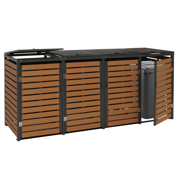 Mülltonnenverkleidung 4er WPC Metall Teak-Optik wetterfest