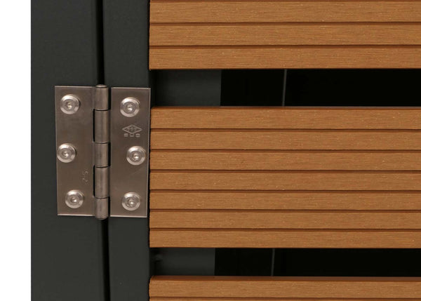 Mülltonnenverkleidung 4er WPC Metall Teak-Optik wetterfest