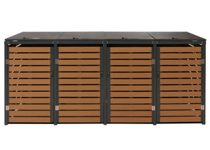 Mülltonnenverkleidung 4er WPC Metall Teak-Optik wetterfest