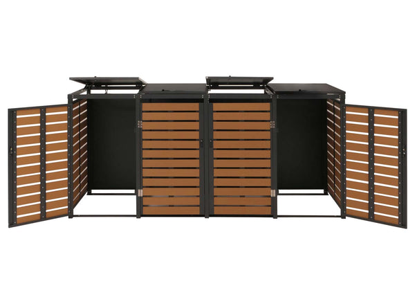 Mülltonnenverkleidung 4er WPC Metall Teak-Optik wetterfest