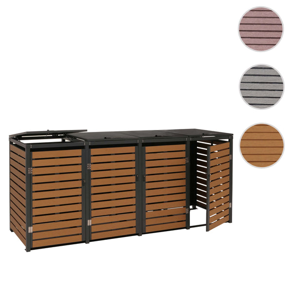 Mülltonnenverkleidung 4er WPC Metall Teak-Optik wetterfest