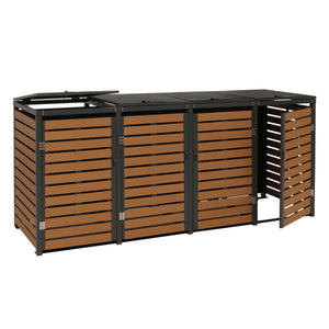 Mülltonnenverkleidung 4er WPC Metall Teak-Optik wetterfest