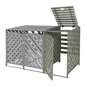Mülltonnenverkleidung XL aus Holz, grau, für 1–2 Tonnen, 120x68x98cm