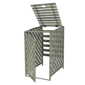 Mülltonnenverkleidung XL aus Holz, grau, für 1–2 Tonnen, 120x68x98cm
