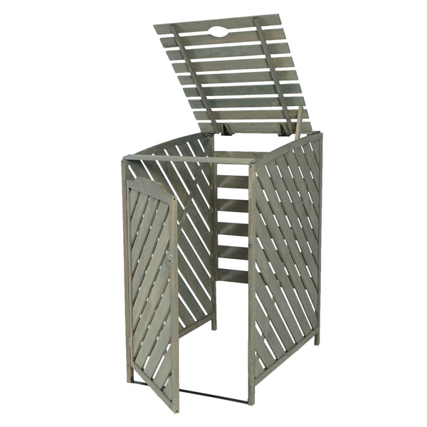 Mülltonnenverkleidung XL aus Holz, grau, für 1–2 Tonnen, 120x68x98cm