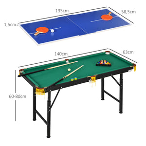 2in1 Multigame Spieletisch Tischtennis & Billard für Kinder & Erwachsene
