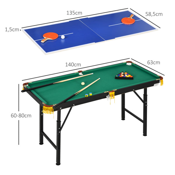 2in1 Multigame Spieletisch Tischtennis & Billard für Kinder & Erwachsene