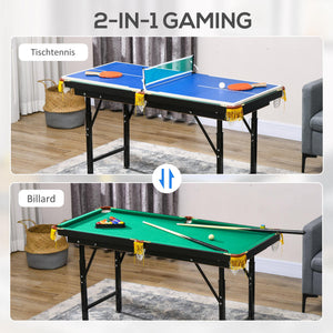 2in1 Multigame Spieletisch Tischtennis & Billard für Kinder & Erwachsene