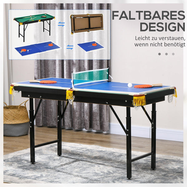 2in1 Multigame Spieletisch Tischtennis & Billard für Kinder & Erwachsene