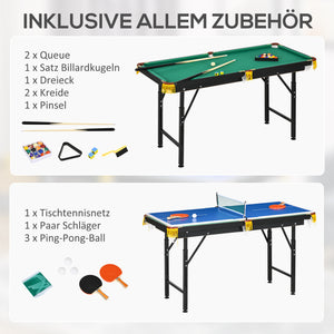 2in1 Multigame Spieletisch Tischtennis & Billard für Kinder & Erwachsene
