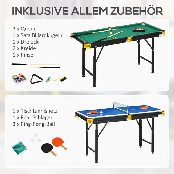 2in1 Multigame Spieletisch Tischtennis & Billard für Kinder & Erwachsene