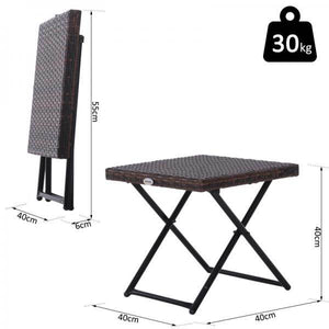 Gartentisch Beistelltisch klappbar Polyrattan + Metall Braun 40 x 40 x 40 cm