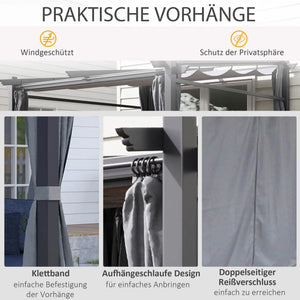 Pavillon Pergola, inklusive Befestigungsmaterial, ausziehbares Dach, Dunkelgrau