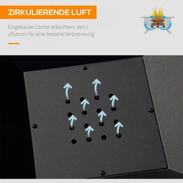 Feuerschale mit Funkenschutz Grillrost Schürhaken Feuerkorb Stahl Schwarz