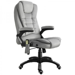 Bürostuhl mit Massagefunktion, höhenverstellbarer Chefsessel, ergonomischer Drehstuhl, PU-Räder, Grau