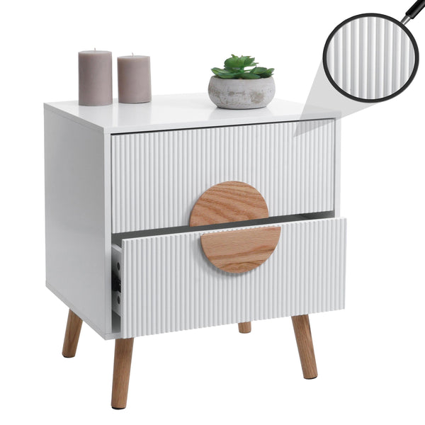 Nachttisch Kommode Beistelltisch 3D-Design Schublade 55x48x41cm weiss