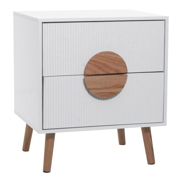 Nachttisch Kommode Beistelltisch 3D-Design Schublade 55x48x41cm weiss