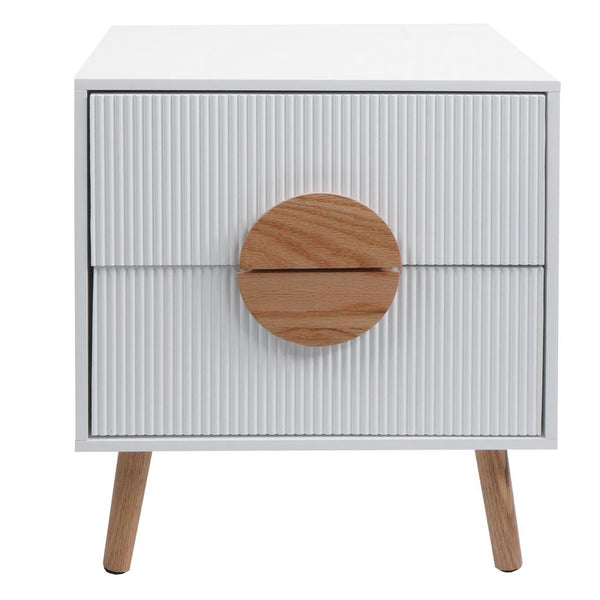 Nachttisch Kommode Beistelltisch 3D-Design Schublade 55x48x41cm weiss