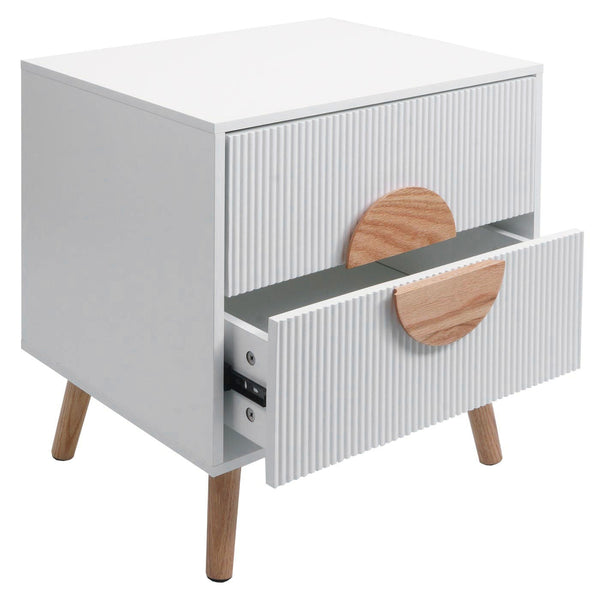 Nachttisch Kommode Beistelltisch 3D-Design Schublade 55x48x41cm weiss