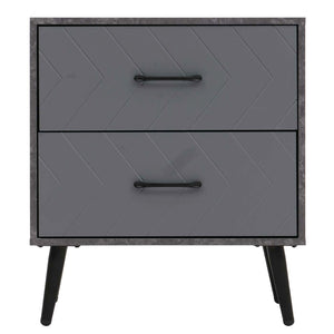 Nachttisch Beistelltisch Schublade Fischgrätenmuster 55x48x40cm Marmor-Optik grau