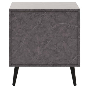 Nachttisch Beistelltisch Schublade Fischgrätenmuster 55x48x40cm Marmor-Optik grau
