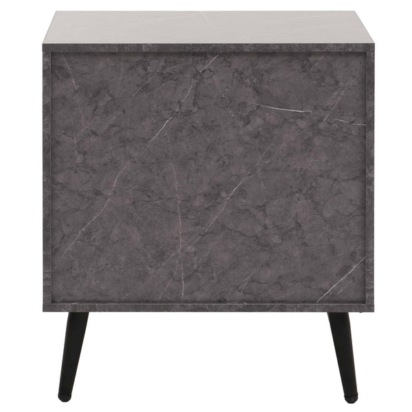 Nachttisch Beistelltisch Schublade Fischgrätenmuster 55x48x40cm Marmor-Optik grau