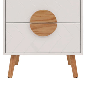 Nachttisch Kommode Beistelltisch Fischgrätenmuster Schublade 55x48x40cm weiss