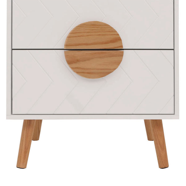 Nachttisch Kommode Beistelltisch Fischgrätenmuster Schublade 55x48x40cm weiss