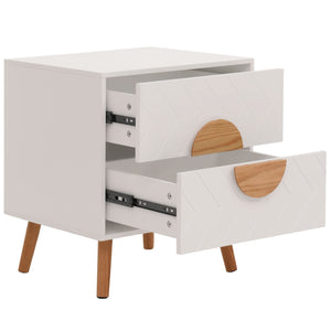 Nachttisch Kommode Beistelltisch Fischgrätenmuster Schublade 55x48x40cm weiss