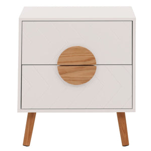 Nachttisch Kommode Beistelltisch Fischgrätenmuster Schublade 55x48x40cm weiss