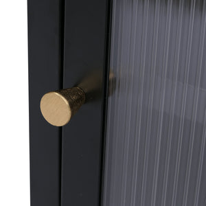 Nachttisch Beistelltisch Industrial Staufächer Metall Schilfglas 55x41x41cm schwarz