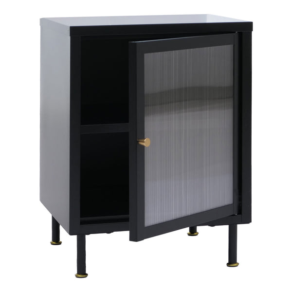 Nachttisch Beistelltisch Industrial Staufächer Metall Schilfglas 55x41x41cm schwarz