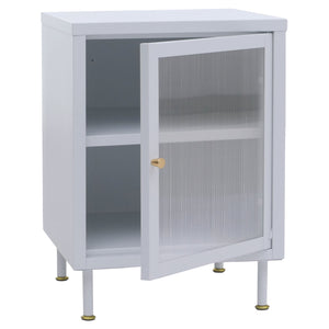 Nachttisch Beistelltisch Industrial Staufächer Metall Schilfglas 55x41x41cm weiss