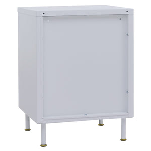 Nachttisch Beistelltisch Industrial Staufächer Metall Schilfglas 55x41x41cm weiss