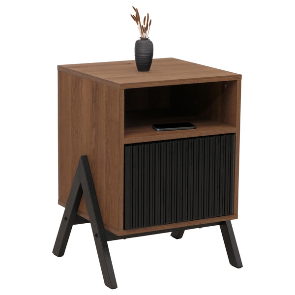 Nachttisch Kommode Beistelltisch Schublade MDF Metall 59x40x40cm natur