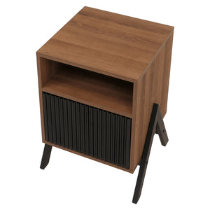 Nachttisch Kommode Beistelltisch Schublade MDF Metall 59x40x40cm natur