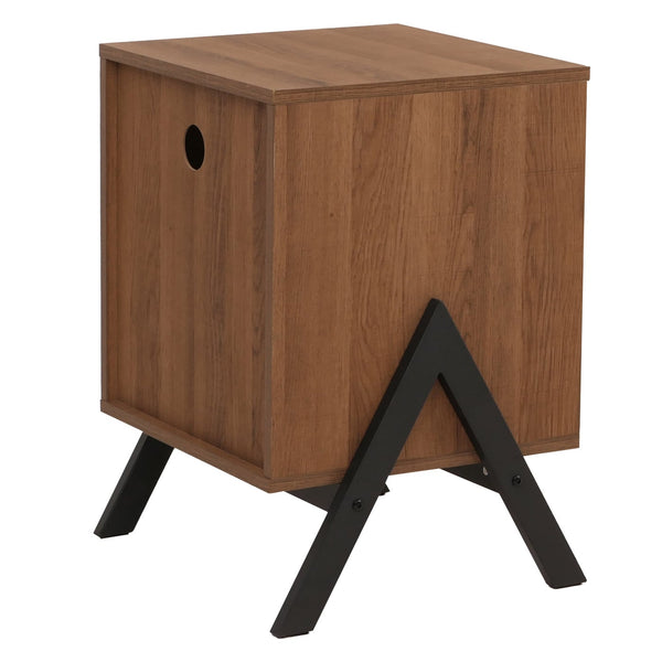 Nachttisch Kommode Beistelltisch Schublade MDF Metall 59x40x40cm natur