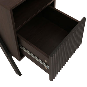 Nachttisch Kommode Beistelltisch Schublade MDF Metall 59x40x40cm Walnuss-Optik