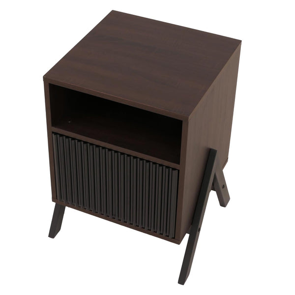 Nachttisch Kommode Beistelltisch Schublade MDF Metall 59x40x40cm Walnuss-Optik