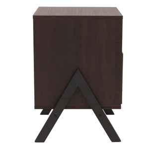 Nachttisch Kommode Beistelltisch Schublade MDF Metall 59x40x40cm Walnuss-Optik