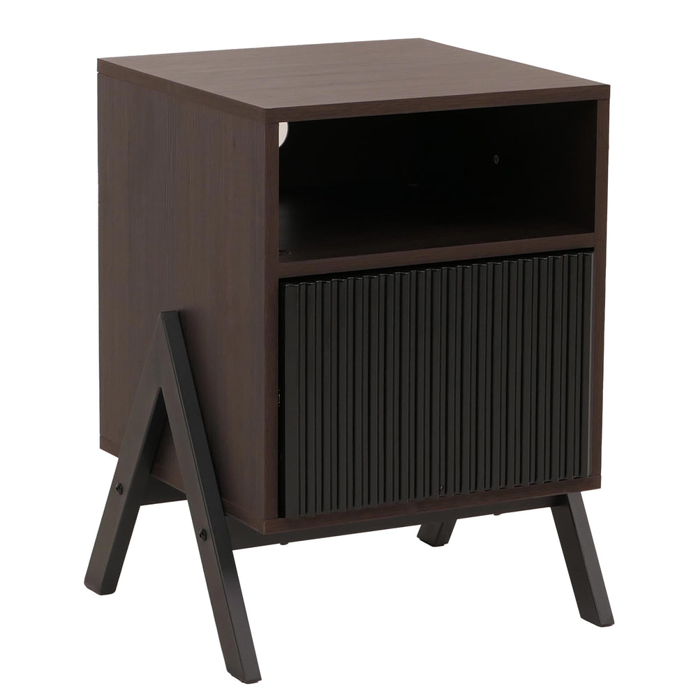 Nachttisch Kommode Beistelltisch Schublade MDF Metall 59x40x40cm Walnuss-Optik