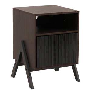 Nachttisch Kommode Beistelltisch Schublade MDF Metall 59x40x40cm Walnuss-Optik