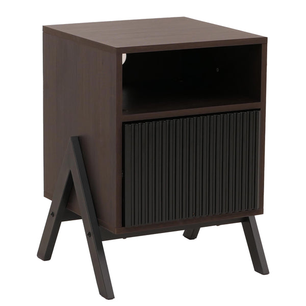 Nachttisch Kommode Beistelltisch Schublade MDF Metall 59x40x40cm Walnuss-Optik