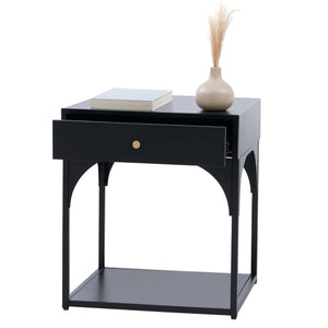 Nachttisch Kommode Beistelltisch Schublade Metall 50x43x41cm schwarz