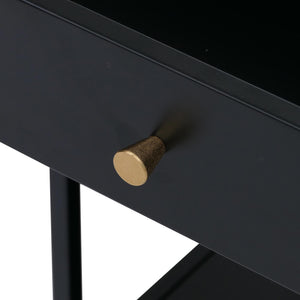 Nachttisch Kommode Beistelltisch Schublade Metall 50x43x41cm schwarz